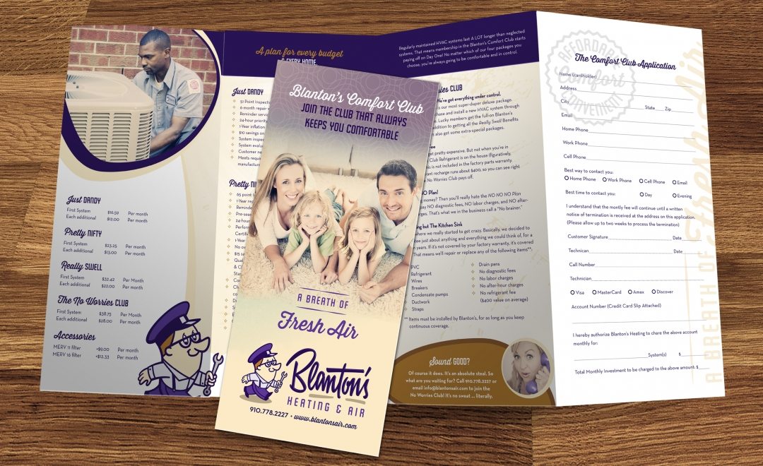 Trifold brochure design for a HVAC contractor located in NC.