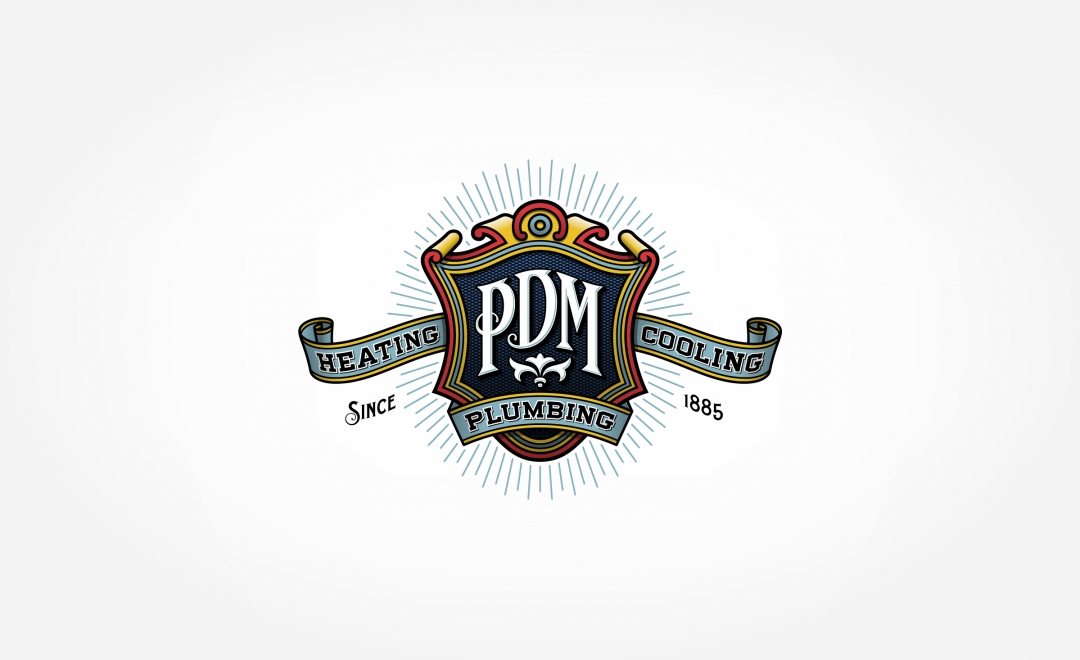 Retro and vintage style logo design for plumbing, heating and air company near Chicago, IL.