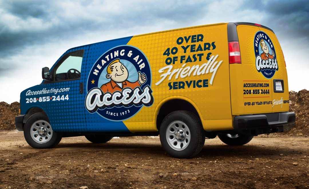 Great truck wraps stand out - like this unique truck wrap for a Meridian, ID HVAC company shows.