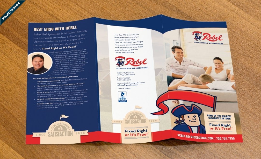 Trifold brochure design for a HVAC and refrigeration company in Las Vegas, NV.