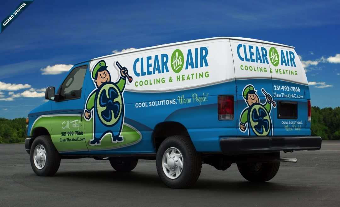 Award-winning vehicle wrap design for a HVAC company in Texas. Winner of Art Directors Club of NJ Award for Corporate & Promotional Design - Miscellaneous, Silver, 2014.