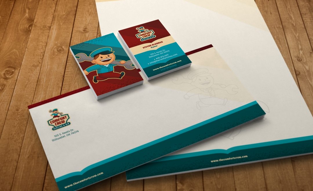 Retro stationery design for a heating and air conditioning company.