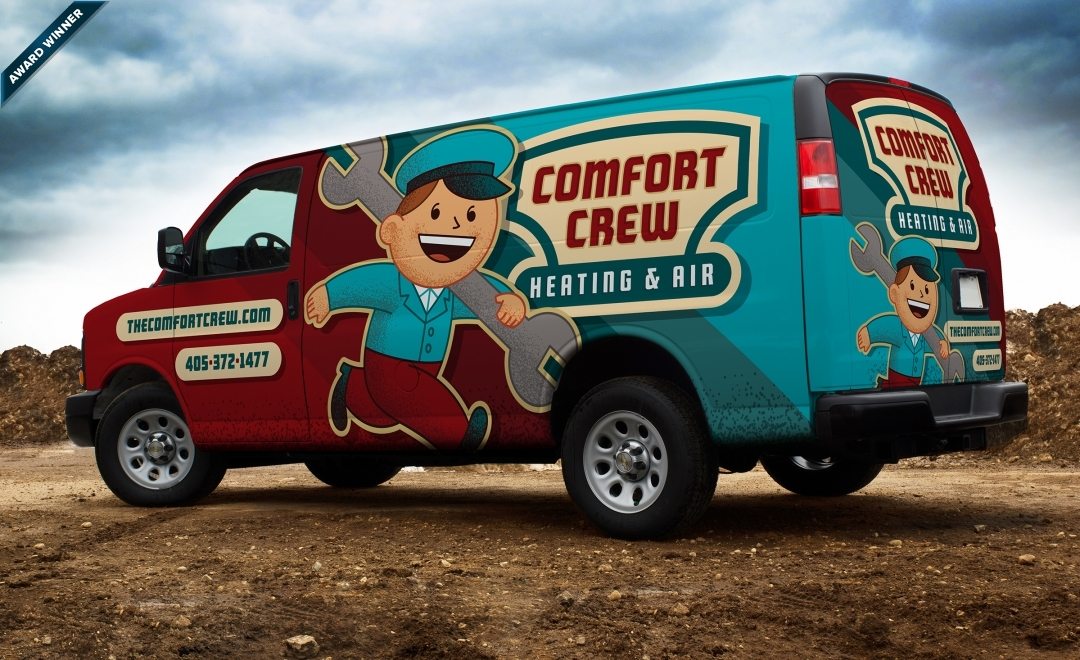 Award-winning vehicle wrap for a heating and air conditioning company utilizing retro branding and logo design. Winner of Art Directors Club of NJ Award for Corporate & Promotional Design - Miscellaneous, Silver, 2014.