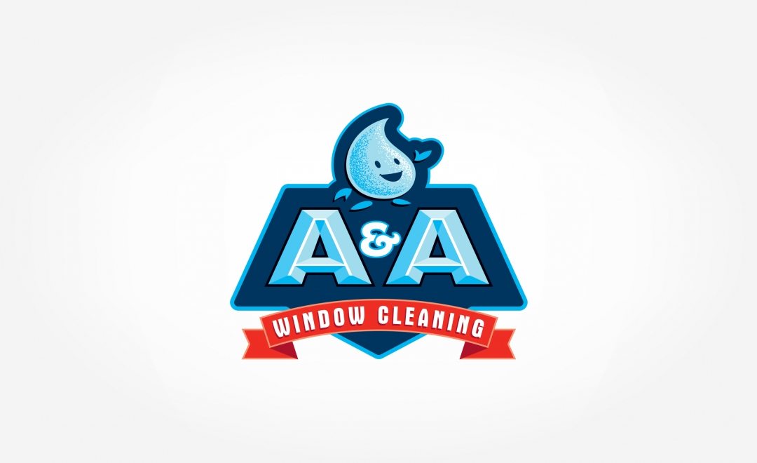 This for a window cleaning company based in Warwick, RI features a water droplet mascot.