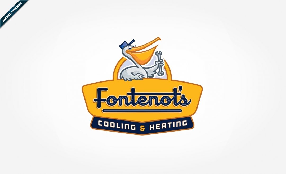 Award-winning mascot logo design for Fontenot's Air Conditioning & Heating located in Louisiana. Winner of Art Directors Club of NJ Award for Corporate & Promotional Design - Trademarks, Logos: Brand - Bronze, 2014.