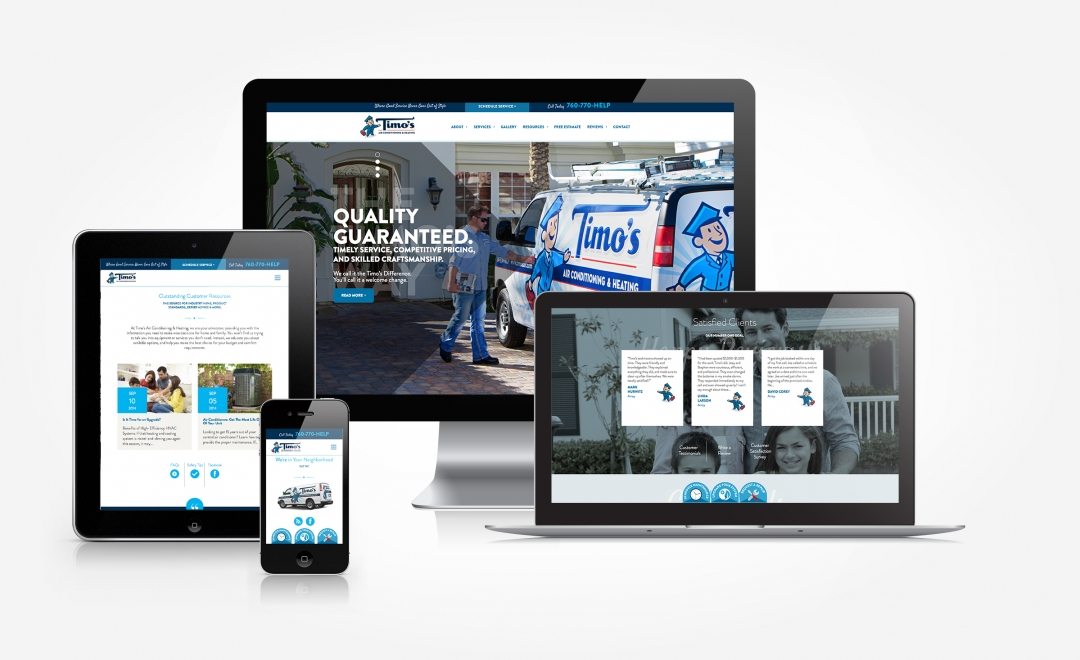 Streamlined and easy to use, Timo's Air Conditioning & Heating's responsive website offers speed and style.
