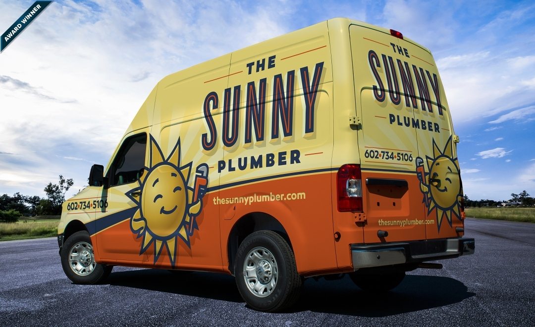 September Truck of the Month in Plumbing & Mechanical Magazine. Second place winner for Out of Home: Miscellaneous in the 2014 NJ Ad Club Jersey Awards. Here's one of our best award-winning plumbing truck wraps that give a warm, friendly brand promise to consumers. Note how the truck wrap is easy to read, the branding is easily digested and understood, and the brand itself is positive and personal.