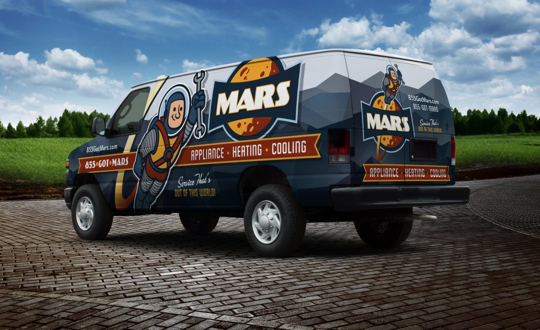 This vehicle wrap design for an appliance repair and HVAC business in Tennessee is out of this world.