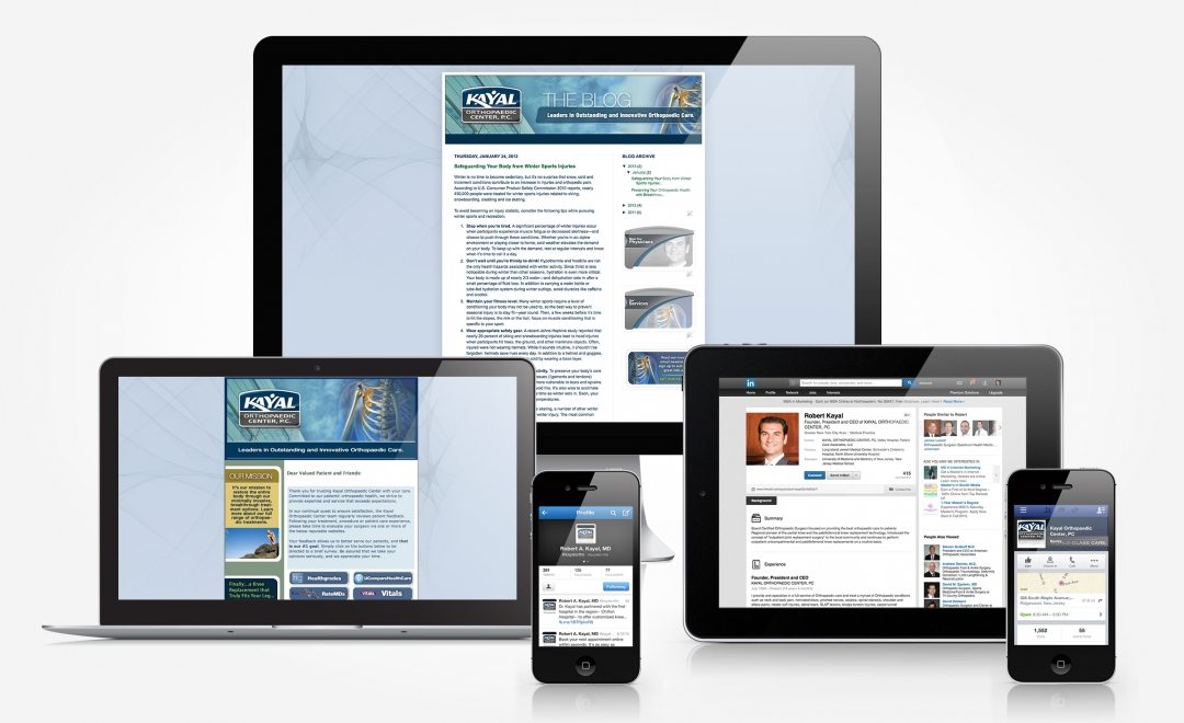 Facebook, Twitter, Linkedin, blog and newslettter design and management for Kayal Orthopaedic Center.