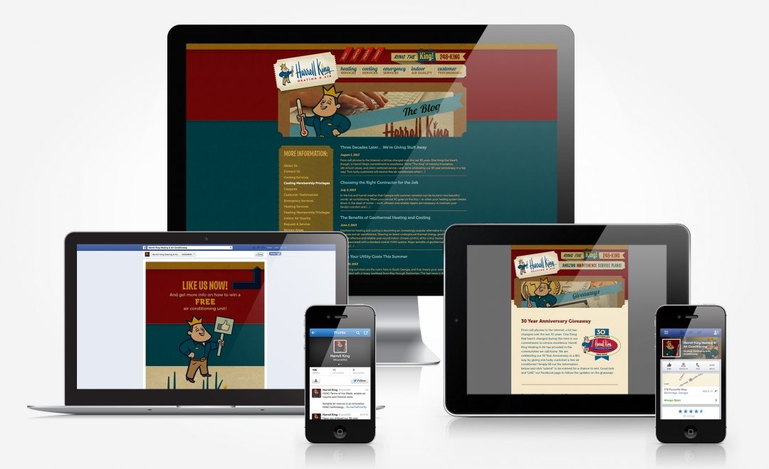 Facebook, Twitter, blog and newsletter design and management for Harrell King Heating & Air.