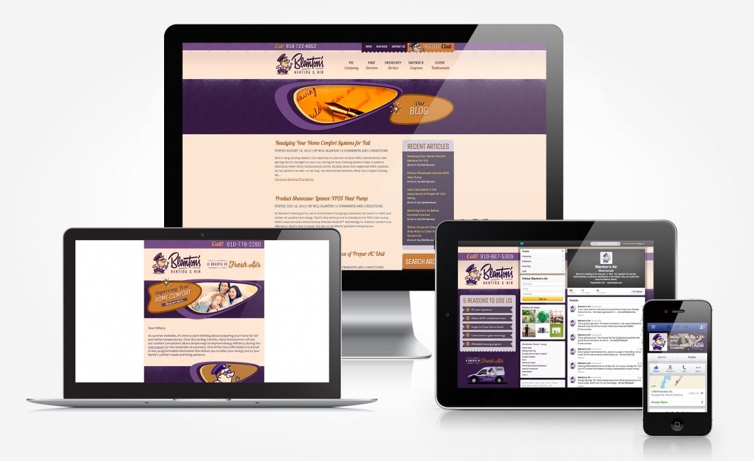 Facebook, Twitter, blog and email newsletter design and management for Blanton's Air.