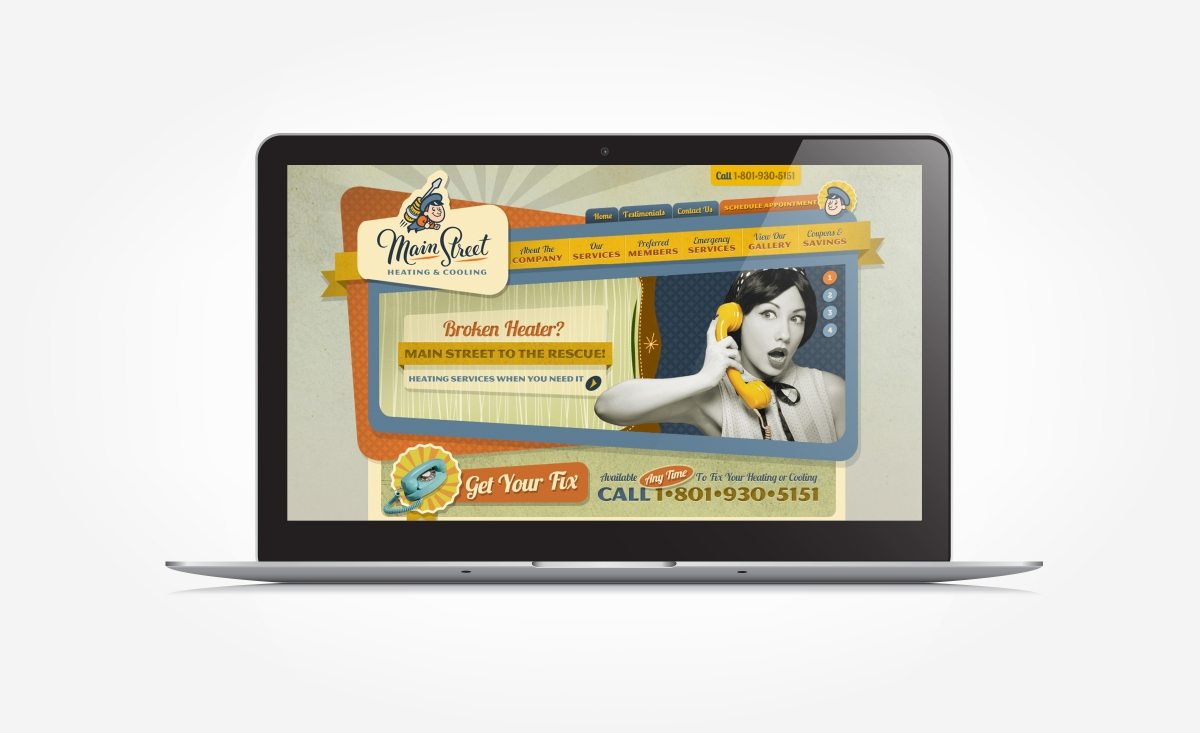 Web design for a heating and air conditioning company in Utah.