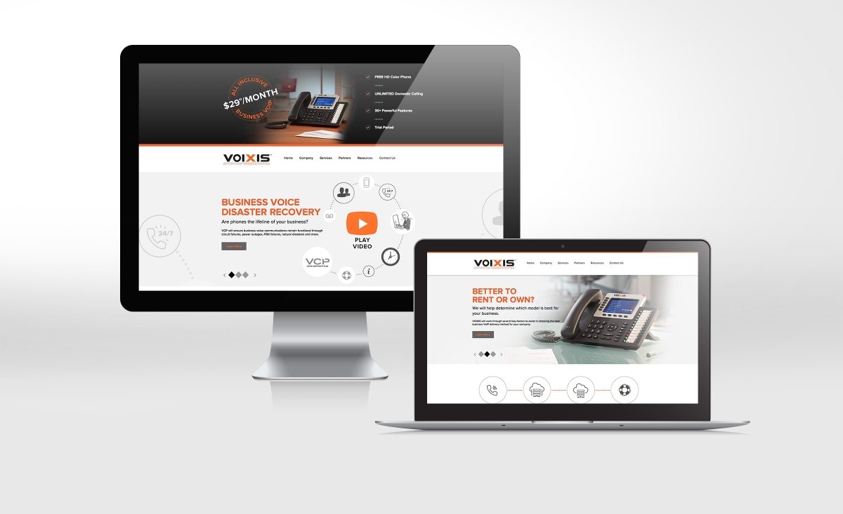 Web design for a leading provider of telecommunications, VOIP, voice continuity plans, unified communications platforms, voice and data, and telecom solutions.
