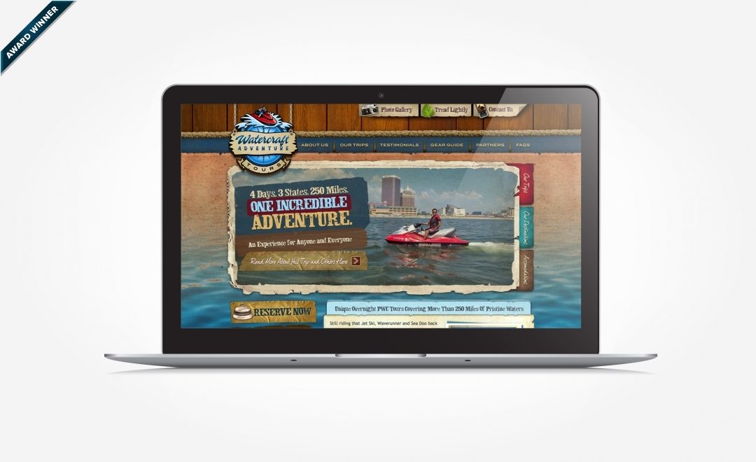 Web design for a watercraft adventure tour based out of NJ.