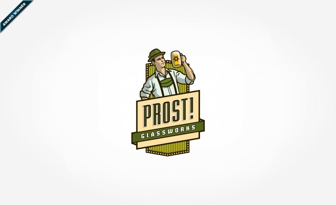 Old-style logo design for a company that does glass etching on beer steins, and featured in