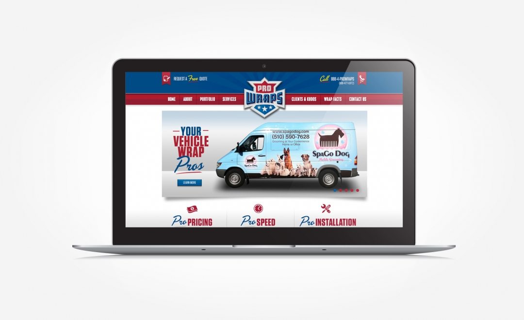 Web design for a vehicle wrap graphics vendor located in Sacramento, CA.