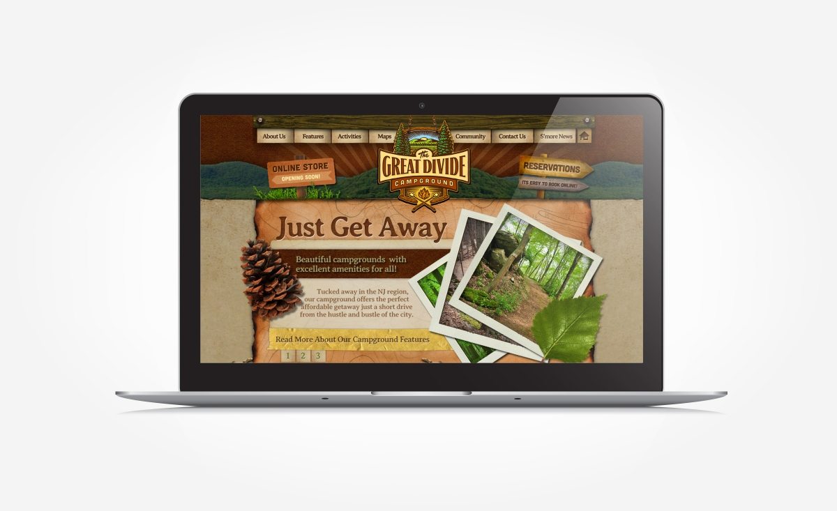 Web design for a campground located in Sussex County, NJ