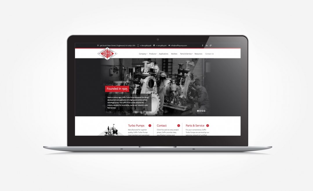 Award-winning web design for a high-pressure turbo pump manufacturer located in Englewood, NJ.