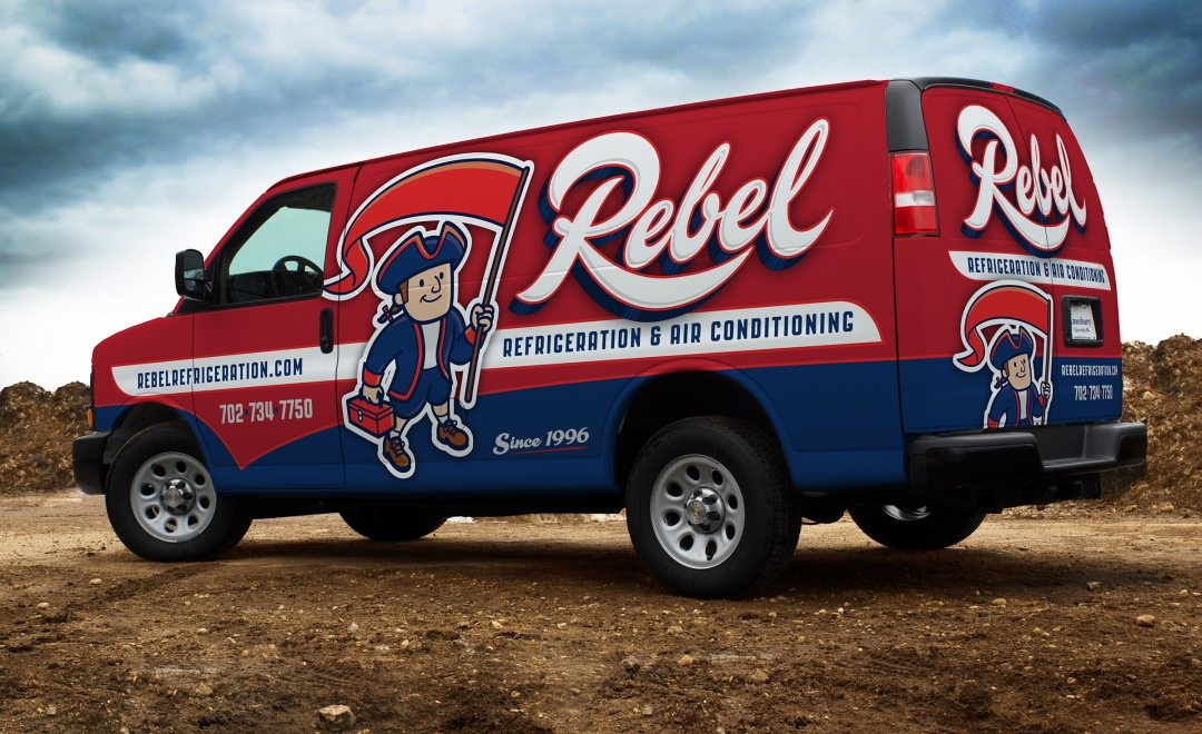 New retro logo design and truck wrap design for a HVAC and refrigeration company in Las Vegas, NV.